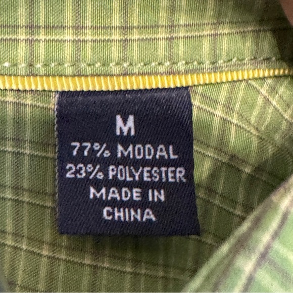 Indigo Palms Men’s Shirt M Green Check Long Sleeve Button Front Modal Blend - Picture 4 of 5